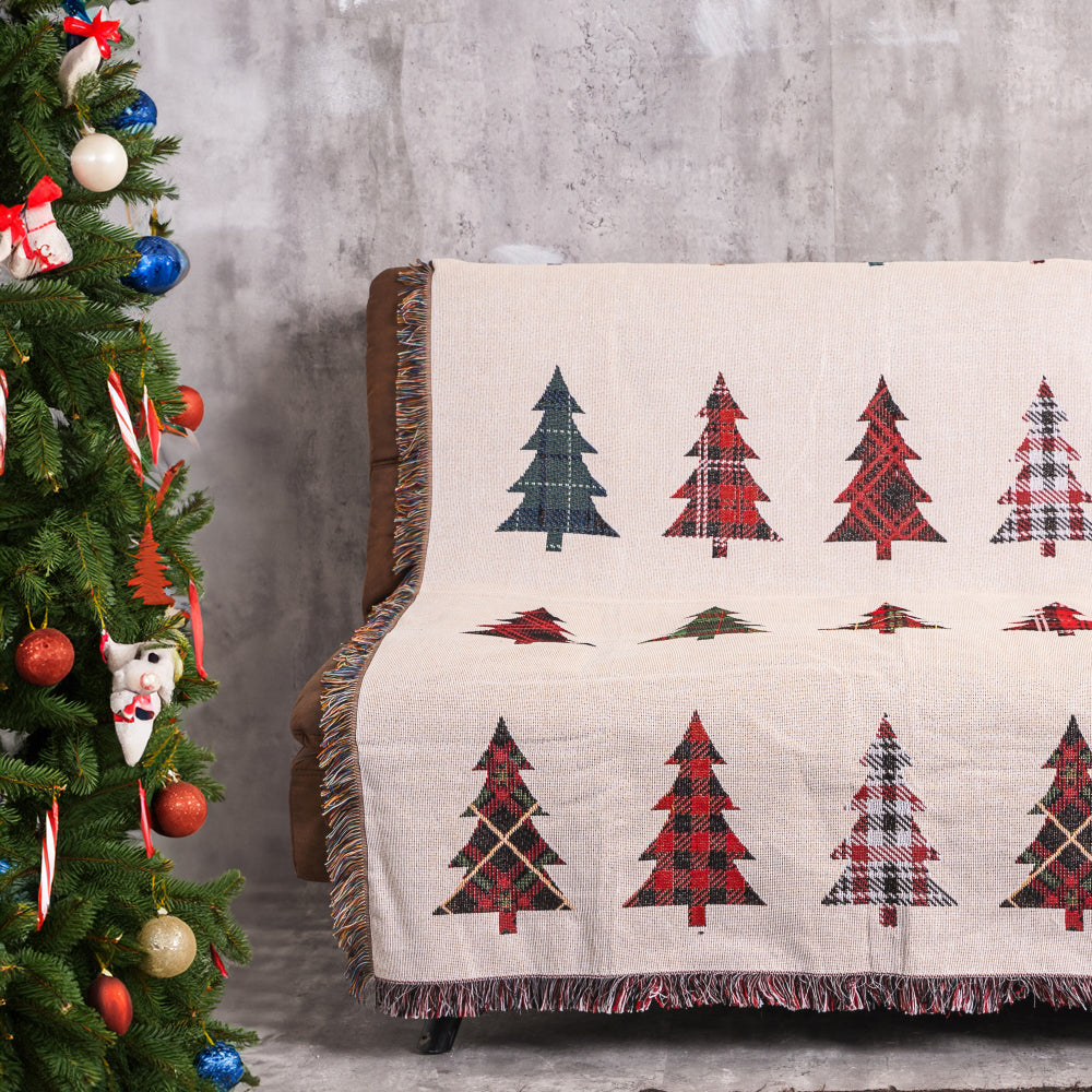 Christmas Tree Throw Blanket Bow And Snow Bow & Snow