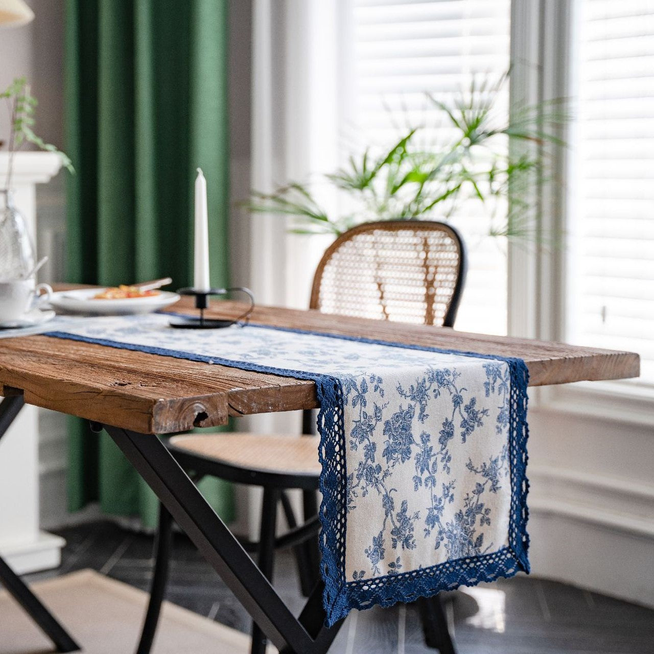 Blue Floral Table Runner