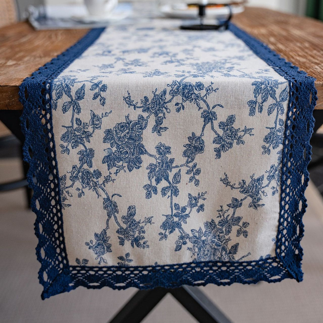 Blue Floral Table Runner