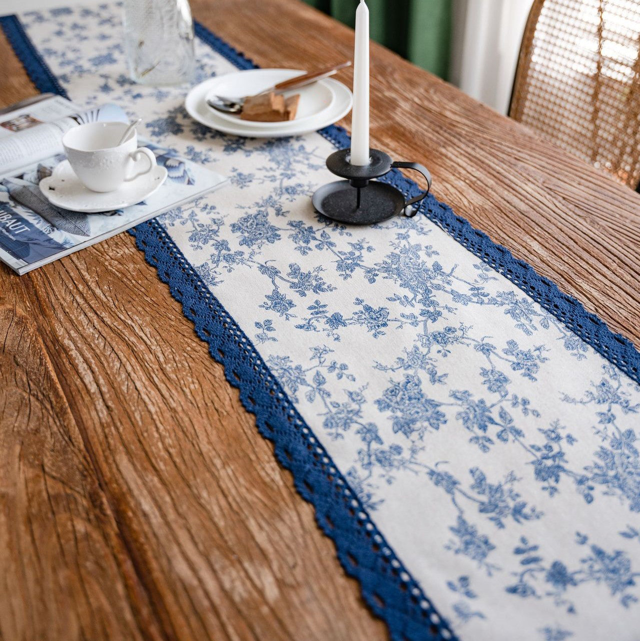 Blue Floral Table Runner