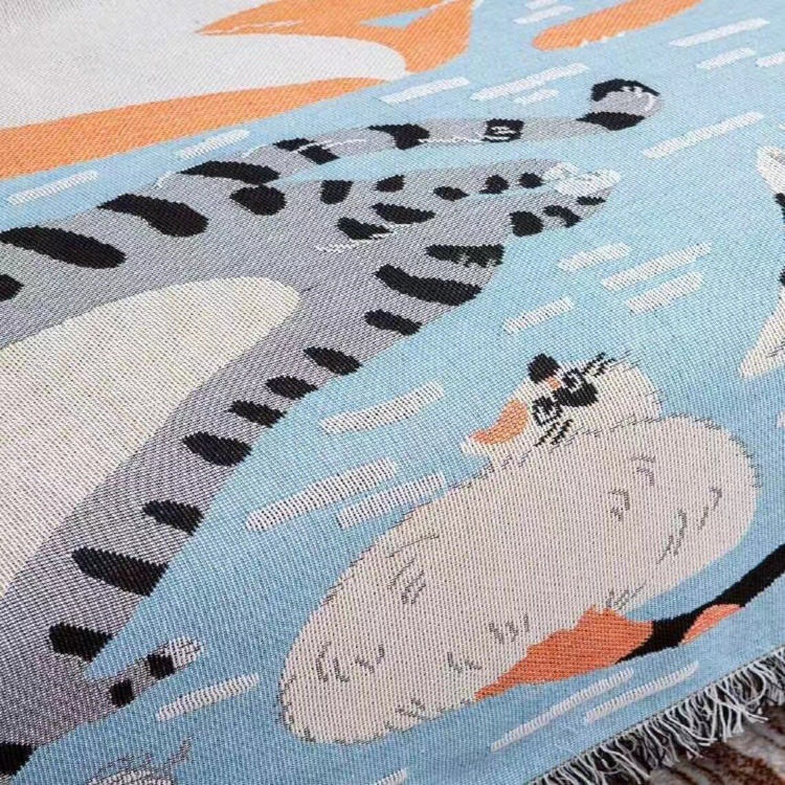 Kawaii Cat Throw Blanket