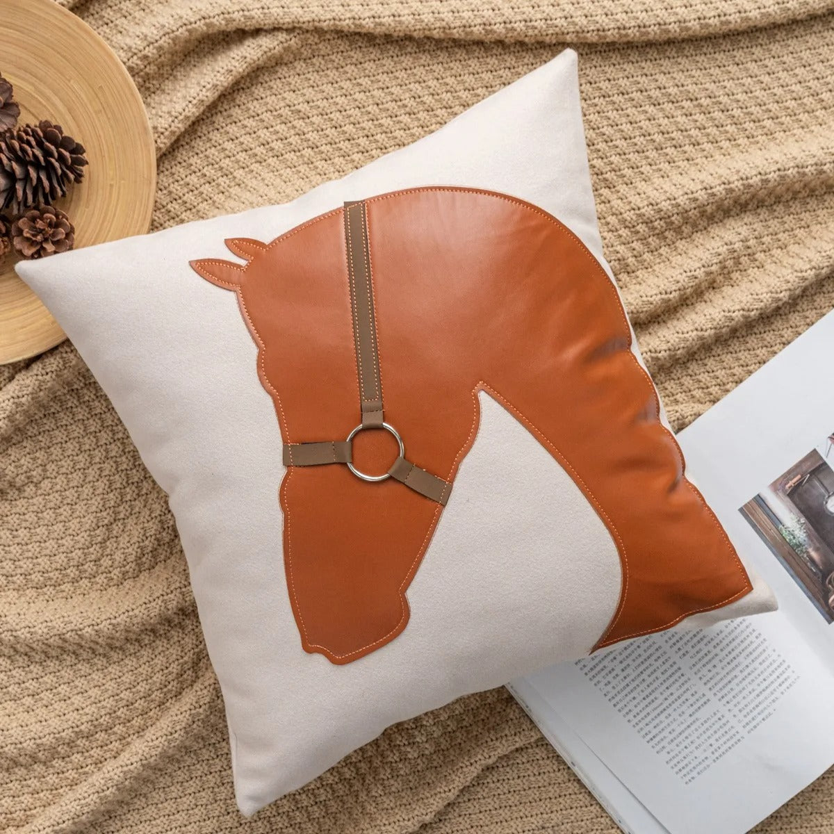 Faux Leather Horse Cushion Covers