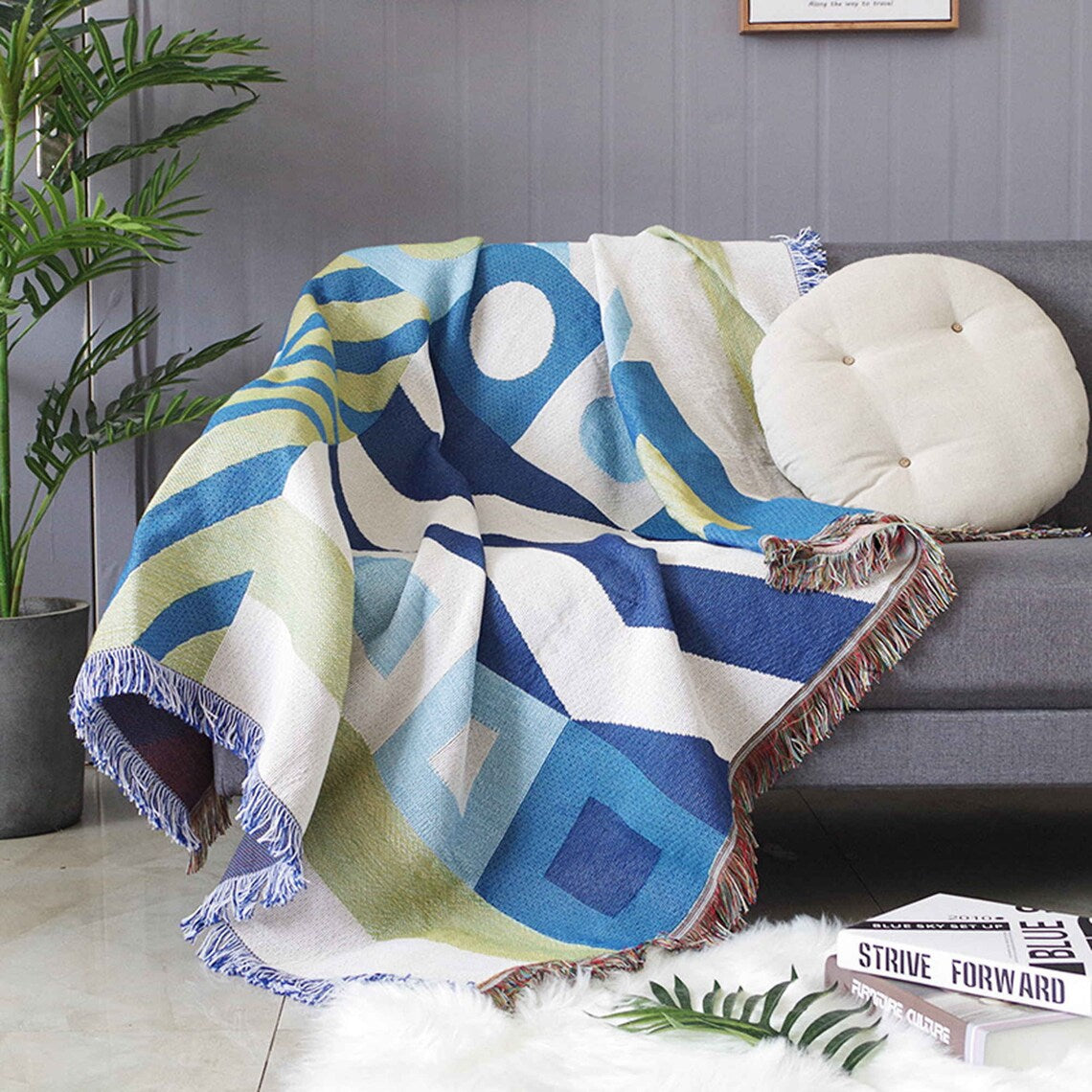 Blue 2025 geometric throw