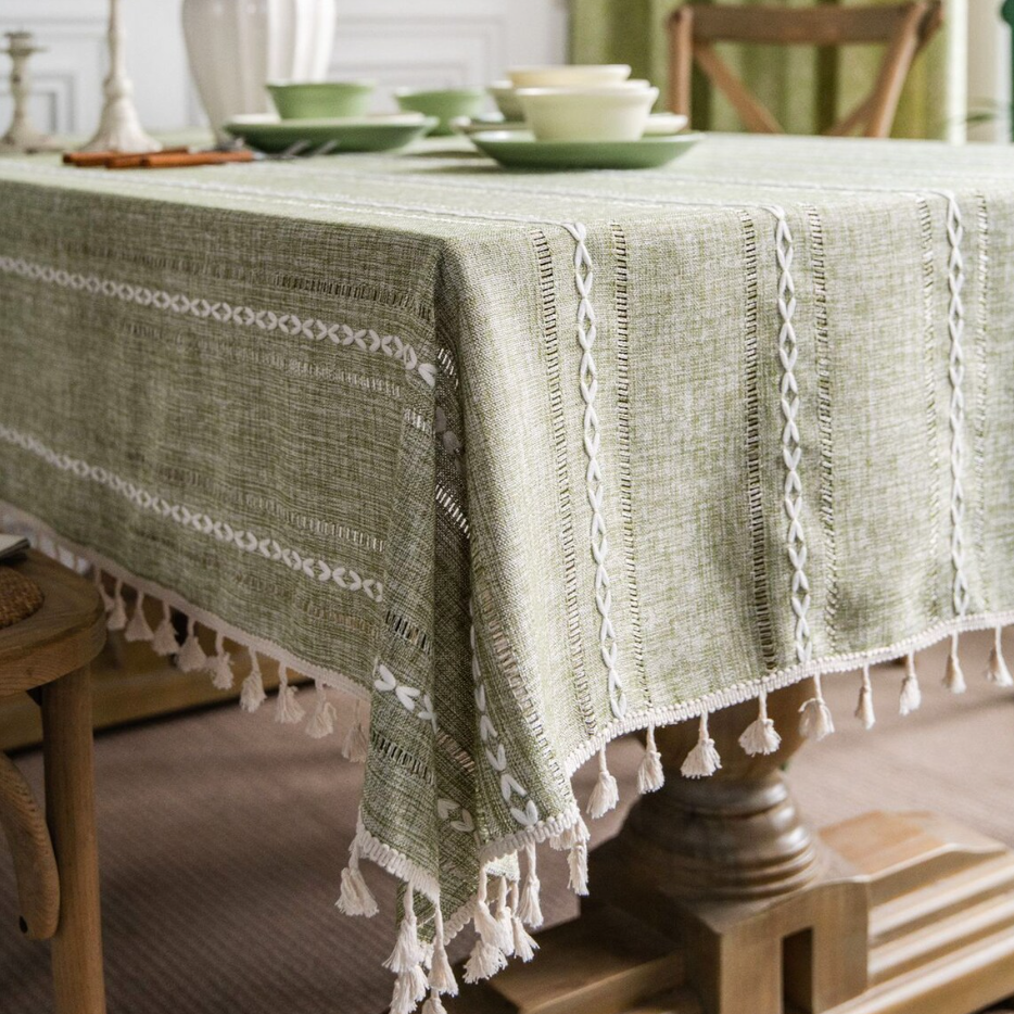 Striped Green Tablecloth