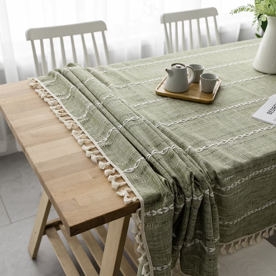 Striped Green Tablecloth