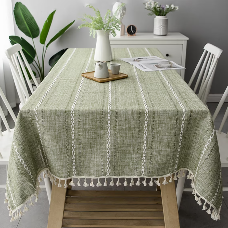 Striped Green Tablecloth