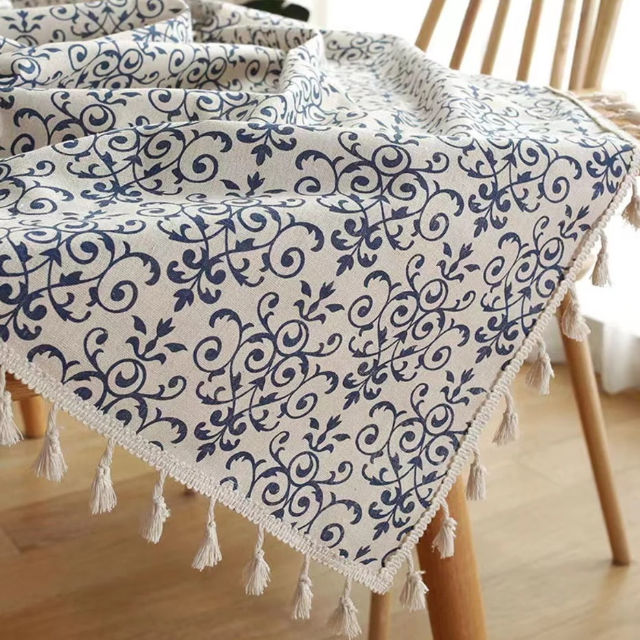 Vintage Blue Victorian Tablecloth