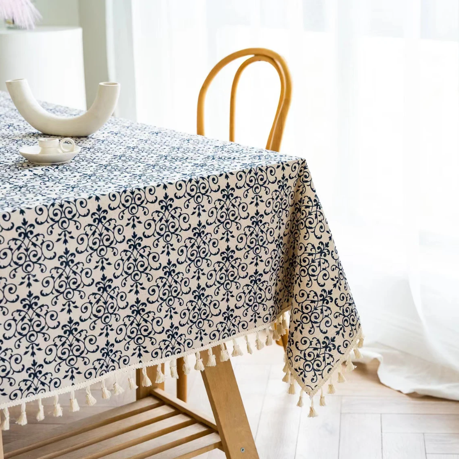 Vintage Blue Victorian Tablecloth