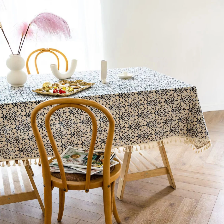 Vintage Blue Victorian Tablecloth